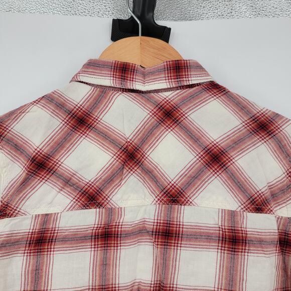 Maurices Women's Cotton Plaid Button Down Flannel Shirt Red White Size Small - Picture 4 of 9
